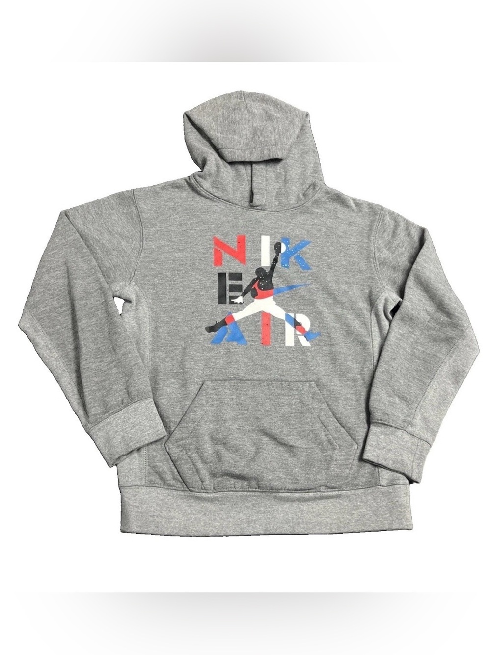 Nike Air Jordan Legacy AJ4 "What The" Retro Pullover Hoodie - Boys Gray Large